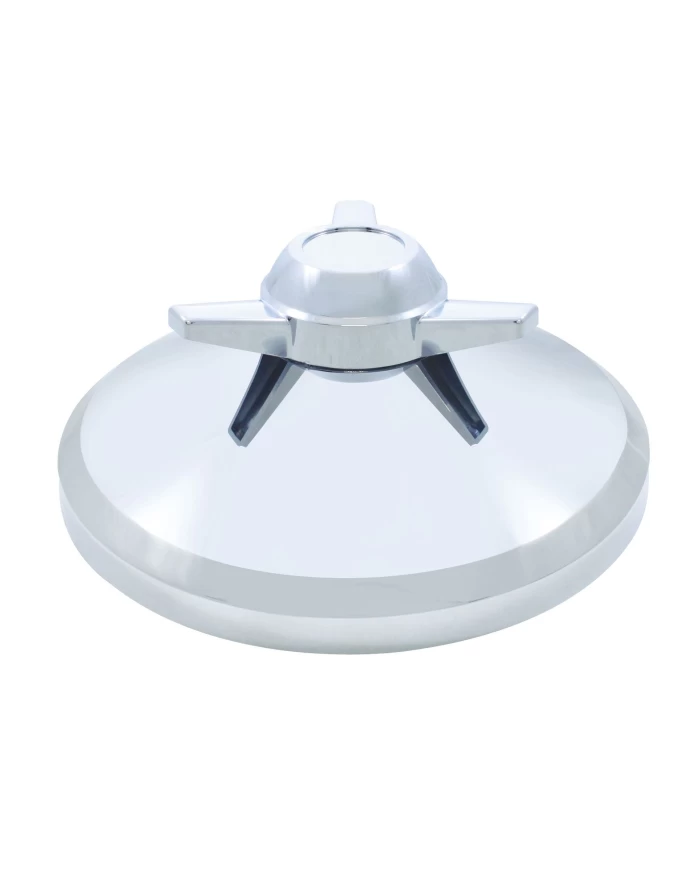 (BULK) CHROME PLASTIC REAR AXLE COVER HUB CAP W/ 3 BAR STRAIGHT SPINNER (BULK) CHROME PLASTIC REAR AXLE COVER HUB CAP W/ 3 BAR STRAIGHT SPINNER