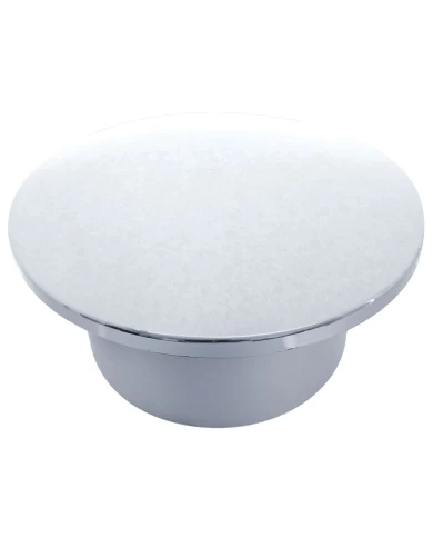 (BOX) CHROME PLASTIC "MOON" REAR AXLE COVER W/ REMOVABL HUB CAP - TEN 33MM THREAD-ON NUT COVER (BOX) CHROME PLASTIC "MOON" REAR AXLE COVER W/ REMOVABL HUB CAP - TEN 33MM THREAD-ON NUT COVER