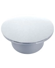 (BOX) CHROME PLASTIC "MOON" REAR AXLE COVER W/ REMOVABL HUB CAP - TEN 33MM THREAD-ON NUT COVER (BOX) CHROME PLASTIC "MOON" REAR AXLE COVER W/ REMOVABL HUB CAP - TEN 33MM THREAD-ON NUT COVER