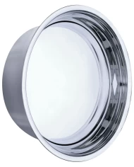 (BOX) CHROME PLASTIC "MOON" REAR AXLE COVER W/ REMOVABL HUB CAP - TEN 33MM THREAD-ON NUT COVER (BOX) CHROME PLASTIC "MOON" REAR AXLE COVER W/ REMOVABL HUB CAP - TEN 33MM THREAD-ON NUT COVER