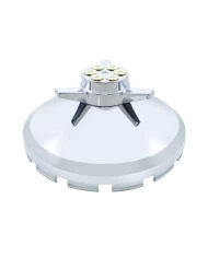 (BULK) CHROME PLASTIC FRONT AXLE COVER HUB CAP W/ GUN CYLINDER SPINNER (BULK) CHROME PLASTIC FRONT AXLE COVER HUB CAP W/ GUN CYLINDER SPINNER