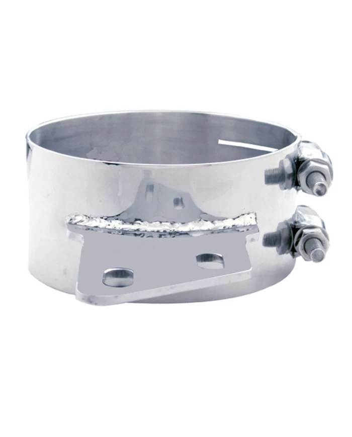 (BULK) STAINLESS STEEL 6" BUTT JOINT EXHAUST CLAMP W/ ANGLED BRACKET (BULK) STAINLESS STEEL 6" BUTT JOINT EXHAUST CLAMP W/ ANGLED BRACKET