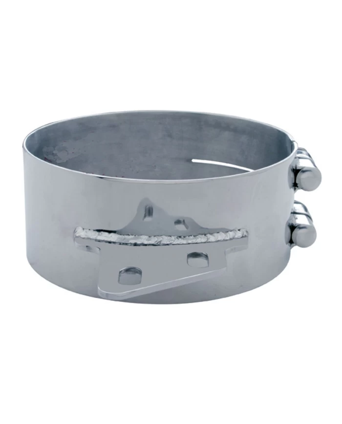 (BULK) STAINLESS STEEL 8" BUTT JOINT EXHAUST CLAMP W/ ANGLED BRACKET (BULK) STAINLESS STEEL 8" BUTT JOINT EXHAUST CLAMP W/ ANGLED BRACKET