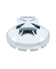 (BULK) CHROME PLASTIC FRONT AXLE COVER HUB CAP W/ IRON CROSS SPINNER