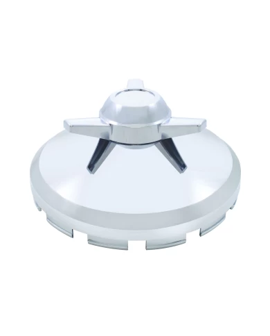 (BULK) CHROME PLASTIC FRONT AXLE COVER HUB CAP W/ 3 BAR STRAIGHT SPINNER (BULK) CHROME PLASTIC FRONT AXLE COVER HUB CAP W/ 3 BAR STRAIGHT SPINNER