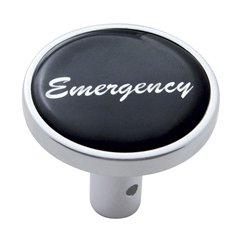 UP23350-"Emergency" Long Air Valve Knob - Black Glossy Sticker