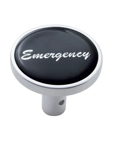 UP23350-"Emergency" Long Air Valve Knob - Black Glossy Sticker