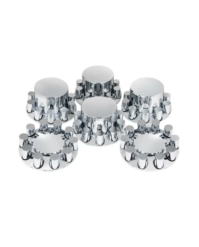 (CBOX) CHROME DOME AXLE COVER COMBO KIT W/ 33MM THREAD-ON CYLINDER NUT COVER (CBOX) CHROME DOME AXLE COVER COMBO KIT W/ 33MM THREAD-ON CYLINDER NUT COVER