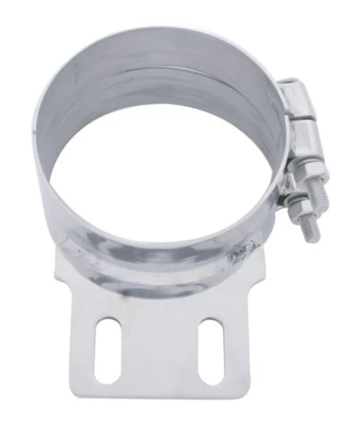 (BULK) STAINLESS STEEL 5" BUTT JOINT EXHAUST CLAMP W/ STRAIGHT BRACKET (BULK) STAINLESS STEEL 5" BUTT JOINT EXHAUST CLAMP W/ STRAIGHT BRACKET