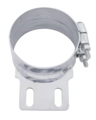 (BULK) STAINLESS STEEL 5" BUTT JOINT EXHAUST CLAMP W/ STRAIGHT BRACKET (BULK) STAINLESS STEEL 5" BUTT JOINT EXHAUST CLAMP W/ STRAIGHT BRACKET