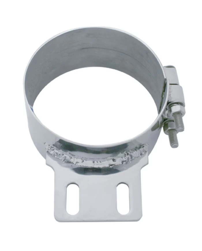 (BULK) STAINLESS STEEL 6" BUTT JOINT EXHAUST CLAMP W/ STRAIGHT BRACKET (BULK) STAINLESS STEEL 6" BUTT JOINT EXHAUST CLAMP W/ STRAIGHT BRACKET