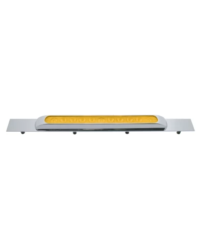 (BULK) CHROME TOP MUD FLAP PLATE W/ 11 AMBER LED 17" LIGHT BAR W/ BEZEL - AMBER LENS (BULK) CHROME TOP MUD FLAP PLATE W/ 11 AMBER LED 17" LIGHT BAR W/ BEZEL - AMBER LENS