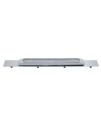(BULK) CHROME TOP MUD FLAP PLATE W/ 11 AMBER LED 17" LIGHT BAR W/ BEZEL - CLEAR LENS (BULK) CHROME TOP MUD FLAP PLATE W/ 11 AMBER LED 17" LIGHT BAR W/ BEZEL - CLEAR LENS