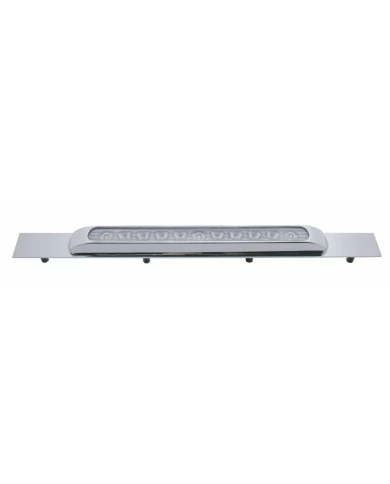 (BULK) CHROME TOP MUD FLAP PLATE W/ 11 RED LED 17" LIGHT BAR W/ BEZEL - CLEAR LENS (BULK) CHROME TOP MUD FLAP PLATE W/ 11 RED LED 17" LIGHT BAR W/ BEZEL - CLEAR LENS