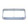 UP32574-14 LED Chrome Rectangular Dual Headlight Bezel With Visor - Blue LED/Clear Lens