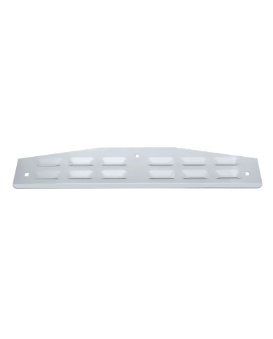(BULK) CHROME 4"L x 24"W LOUVERED BOTTOM MUD FLAP PLATE W/ LIP - BOLT THRU STUDS (BULK) CHROME 4"L x 24"W LOUVERED BOTTOM MUD FLAP PLATE W/ LIP - BOLT THRU STUDS