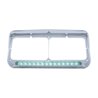 UP32575-14 LED Chrome Rectangular Dual Headlight Bezel With Visor - Green LED/Clear Lens