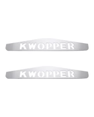(2/CARD) CHROME 4" x 24" SCRIPTED BOTTOM PLATE W/ STUDS - KWOPPER (2/CARD) CHROME 4" x 24" SCRIPTED BOTTOM PLATE W/ STUDS - KWOPPER