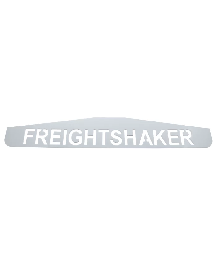 (BULK) CHROME 4"L x 24"W SCRIPTED BOTTOM MUD FLAP PLATE W/ WELDED STUD - FREIGHTSHAKER (BULK) CHROME 4"L x 24"W SCRIPTED BOTTOM MUD FLAP PLATE W/ WELDED STUD - FREIGHTSHAKER
