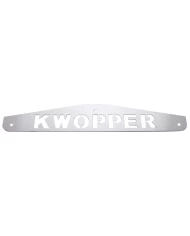 (BULK) CHROME 4"L x 24"W SCRIPTED BOTTOM MUD FLAP PLATE W/ BOLT THRU - KWOPPER (BULK) CHROME 4"L x 24"W SCRIPTED BOTTOM MUD FLAP PLATE W/ BOLT THRU - KWOPPER