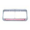 UP32576-14 LED Chrome Rectangular Dual Headlight Bezel With Visor - Red LED/Clear Lens