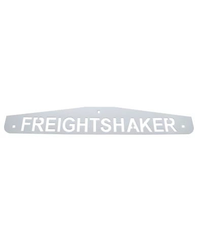(BULK) CHROME 4"L x 24"W SCRIPTED BOTTOM MUD FLAP PLATE W/ BOLT THRU - FREIGHTSHAKER (BULK) CHROME 4"L x 24"W SCRIPTED BOTTOM MUD FLAP PLATE W/ BOLT THRU - FREIGHTSHAKER