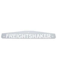 (BULK) CHROME 4"L x 24"W SCRIPTED BOTTOM MUD FLAP PLATE W/ BOLT THRU - FREIGHTSHAKER (BULK) CHROME 4"L x 24"W SCRIPTED BOTTOM MUD FLAP PLATE W/ BOLT THRU - FREIGHTSHAKER