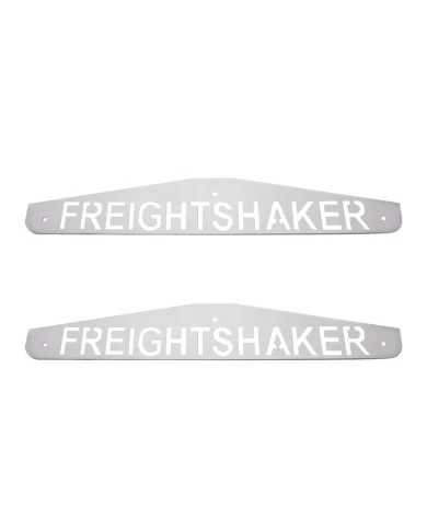 (2/CARD) CHROME 4" x 24" SCRIPTED BOTTOM PLATE W/ BOLT THRU STUDS - FREIGHTSHAKER (2/CARD) CHROME 4" x 24" SCRIPTED BOTTOM PLATE W/ BOLT THRU STUDS - FREIGHTSHAKER