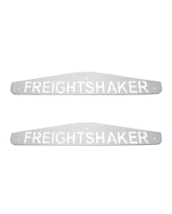 (2/CARD) CHROME 4" x 24" SCRIPTED BOTTOM PLATE W/ BOLT THRU STUDS - FREIGHTSHAKER (2/CARD) CHROME 4" x 24" SCRIPTED BOTTOM PLATE W/ BOLT THRU STUDS - FREIGHTSHAKER