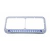 UP32577-14 LED Chrome Rectangular Dual Headlight Bezel - Blue LED/Clear Lens