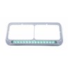 UP32578-14 LED Chrome Rectangular Dual Headlight Bezel - Green LED/Clear Lens