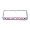 UP32579-14 LED Chrome Rectangular Dual Headlight Bezel - Red LED/Clear Lens