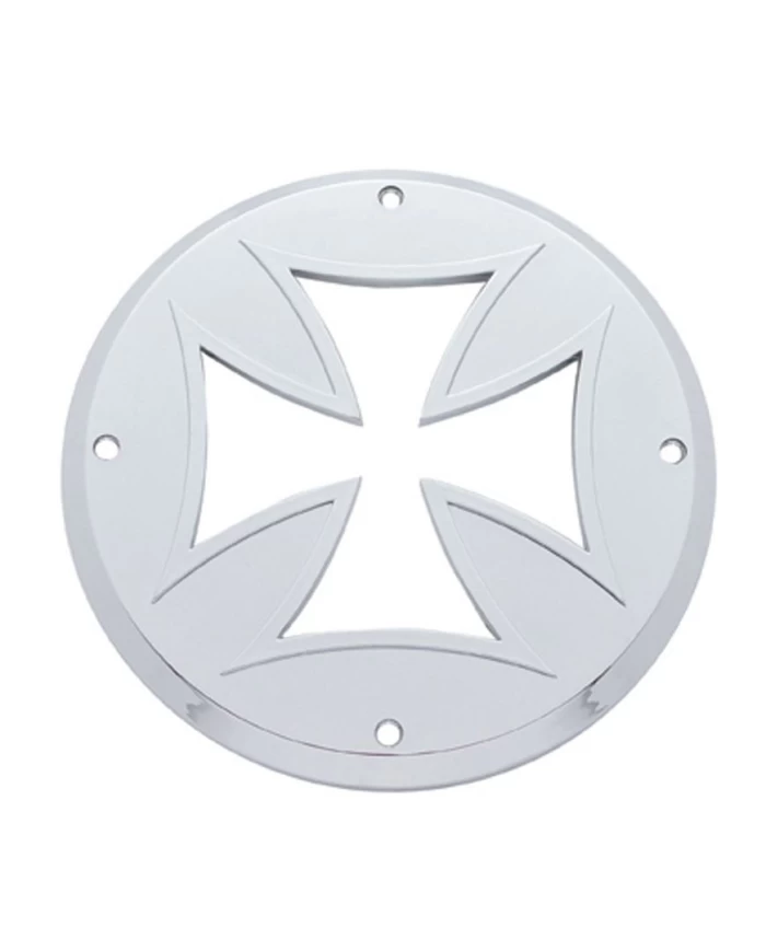 (CARD) CHROME PLASTIC 4" FLAT LIGHT IRON CROSS LIGHT BEZEL