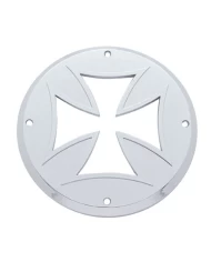 (CARD) CHROME PLASTIC 4" FLAT LIGHT IRON CROSS LIGHT BEZEL