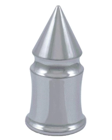 (BULK) CHROME PLASTIC 33mm THREAD-ON V SPIKE NUT COVER W/ FLANGE