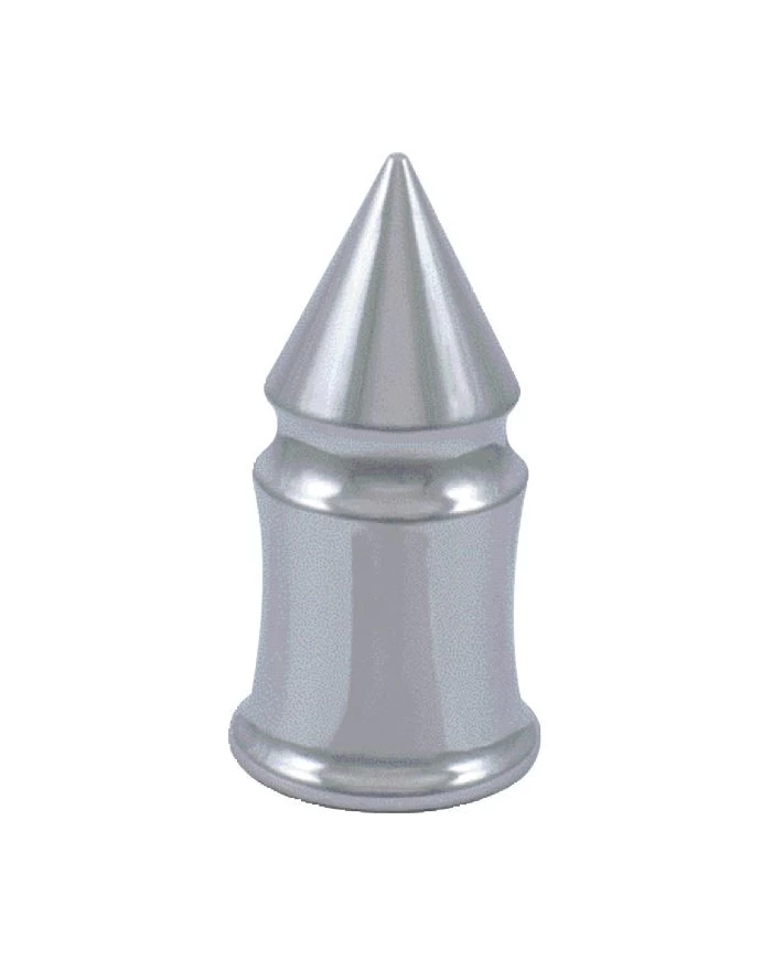 (BULK) CHROME PLASTIC 33mm THREAD-ON V SPIKE NUT COVER W/ FLANGE (BULK) CHROME PLASTIC 33mm THREAD-ON V SPIKE NUT COVER W/ FLANGE