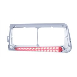 UP32582-14 LED Headlight Bezel For 1989-2009 Freightliner FLD - Driver - Red LED/Clear Lens