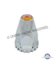 (BULK) CHROME PLASTIC 33MM THREAD-ON NUT COVER - AMBER REFLECTOR