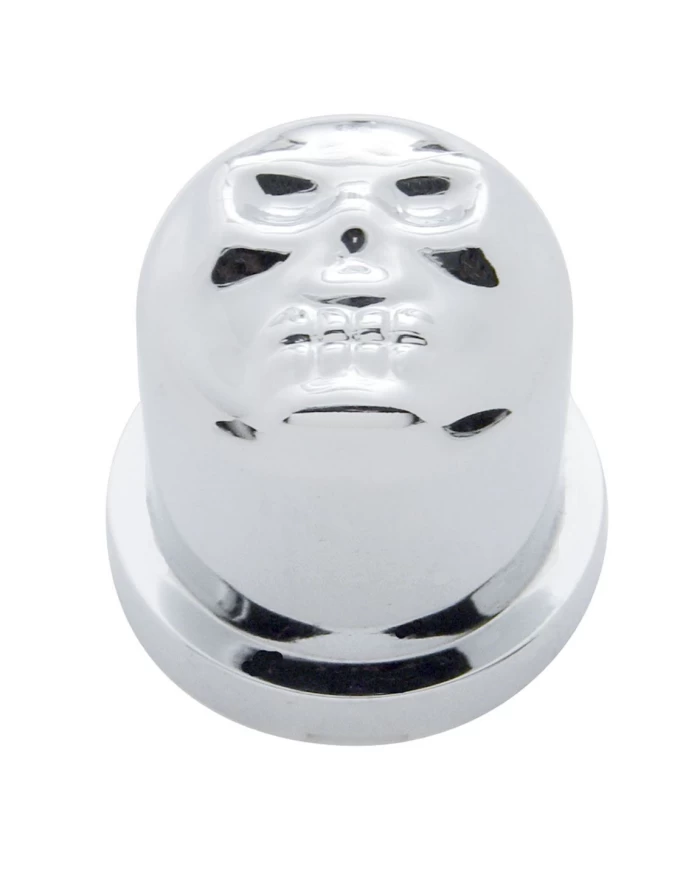 (10/PACK) CHROME PLASTIC 7/16" x 3/4" SKULL NUT COVER (10/PACK) CHROME PLASTIC 7/16" x 3/4" SKULL NUT COVER