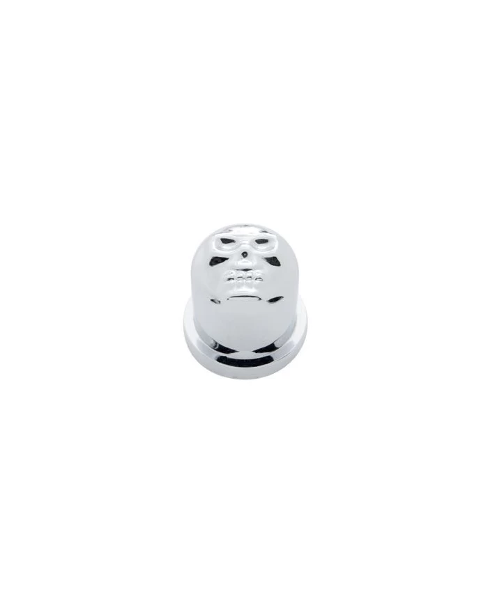 (10/PACK) CHROME PLASTIC 15/16" x 1 1/2" SKULL NUT COVER (10/PACK) CHROME PLASTIC 15/16" x 1 1/2" SKULL NUT COVER