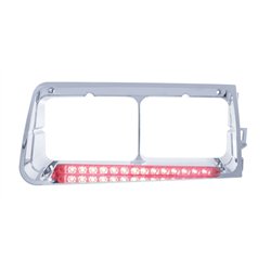 UP32586-14 LED Headlight Bezel For 1989-2009 Freightliner FLD - Passenger - Red LED/Clear Lens