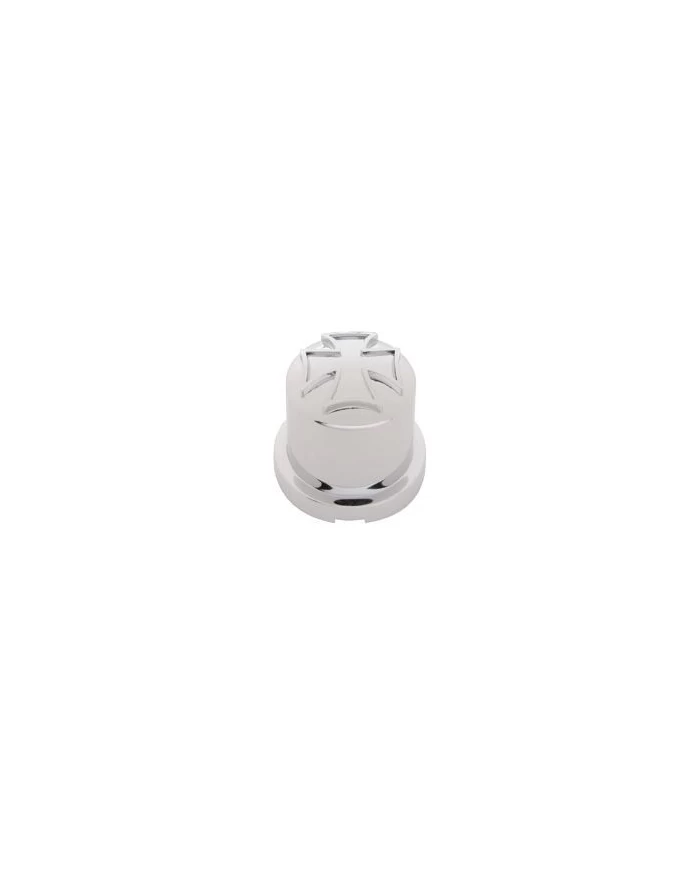 (10/PACK) CHROME PLASTIC 15/16" x 1 1/2" IRON CROSS NUT COVER (10/PACK) CHROME PLASTIC 15/16" x 1 1/2" IRON CROSS NUT COVER