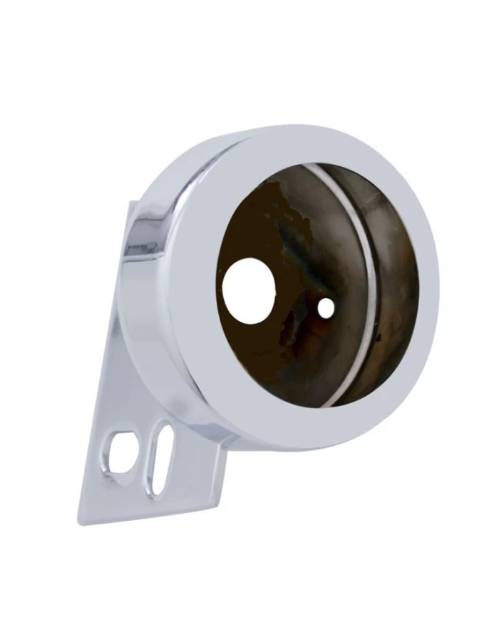 (BULK) CHROME UNIVERSAL MUD FLAP HANGER END LIGHT BRACKET W/ ROUND 2" LIGHT CUTOUT