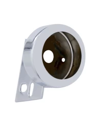 (BULK) CHROME UNIVERSAL MUD FLAP HANGER END LIGHT BRACKET W/ ROUND 2" LIGHT CUTOUT (BULK) CHROME UNIVERSAL MUD FLAP HANGER END LIGHT BRACKET W/ ROUND 2" LIGHT CUTOUT