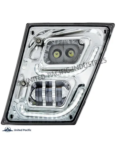 UP32594-Chrome High Power LED Fog Light With LED DRL & Position Light for 2003-2017 Volvo VN/VNL - Driver