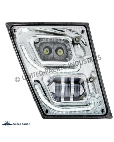 UP32595-Chrome High Power LED Fog Light With LED DRL & Position Light for 2003-2017 Volvo VN/VNL - Passenger