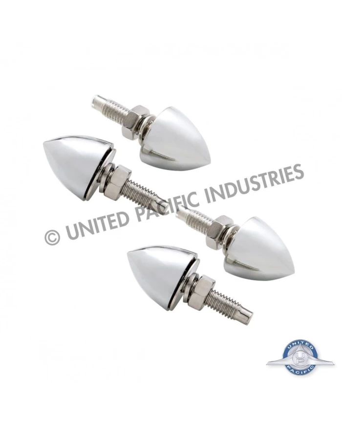 (4/CARD) CHROME BULLET LICENSE PLATE FASTENER KIT
