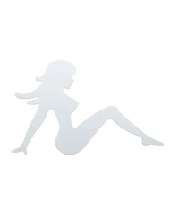 (BULK) CHROME 6 1/2" x 9" MEDIUM SITTING LADY CUTOUT W/ WELDED STUD - FACING RIGHT (BULK) CHROME 6 1/2" x 9" MEDIUM SITTING LADY CUTOUT W/ WELDED STUD - FACING RIGHT