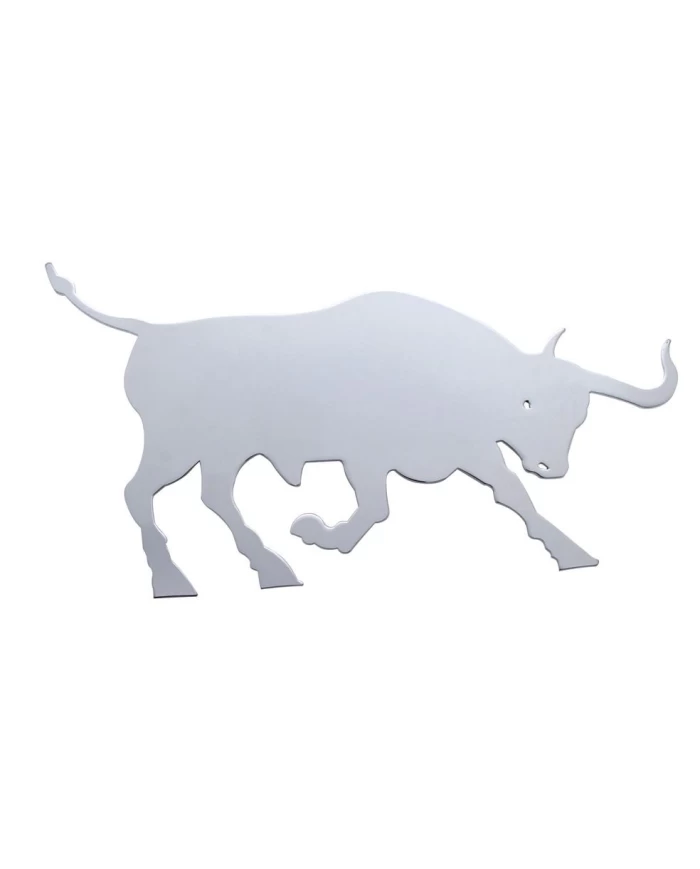 (BULK) STAINLESS STEEL 12" x 7" BULL CUTOUT W/ WELDED STUD - FACING LEFT (BULK) STAINLESS STEEL 12" x 7" BULL CUTOUT W/ WELDED STUD - FACING LEFT