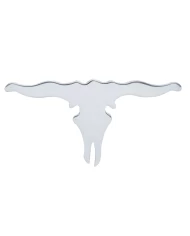 (BULK) CHROME 11" x 22" LARGE HORN SKULL CUTOUT - WELDED STUD (BULK) CHROME 11" x 22" LARGE HORN SKULL CUTOUT - WELDED STUD